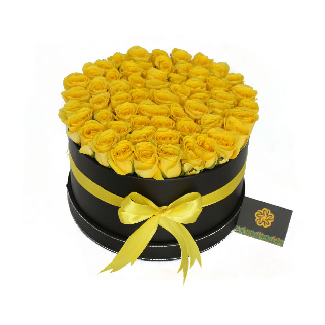 Yellow Roses in Box | Yellow Roses Box Bouquet - Petal Box